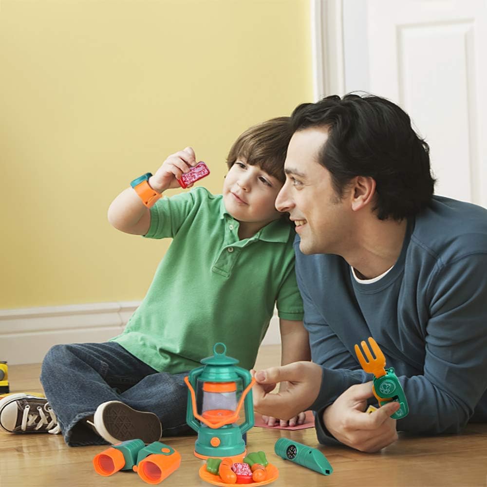 FUN LITTLE TOYS Pop Up Play Tent with Camping Gear and Tools Set, Outdoor Toys for Kids