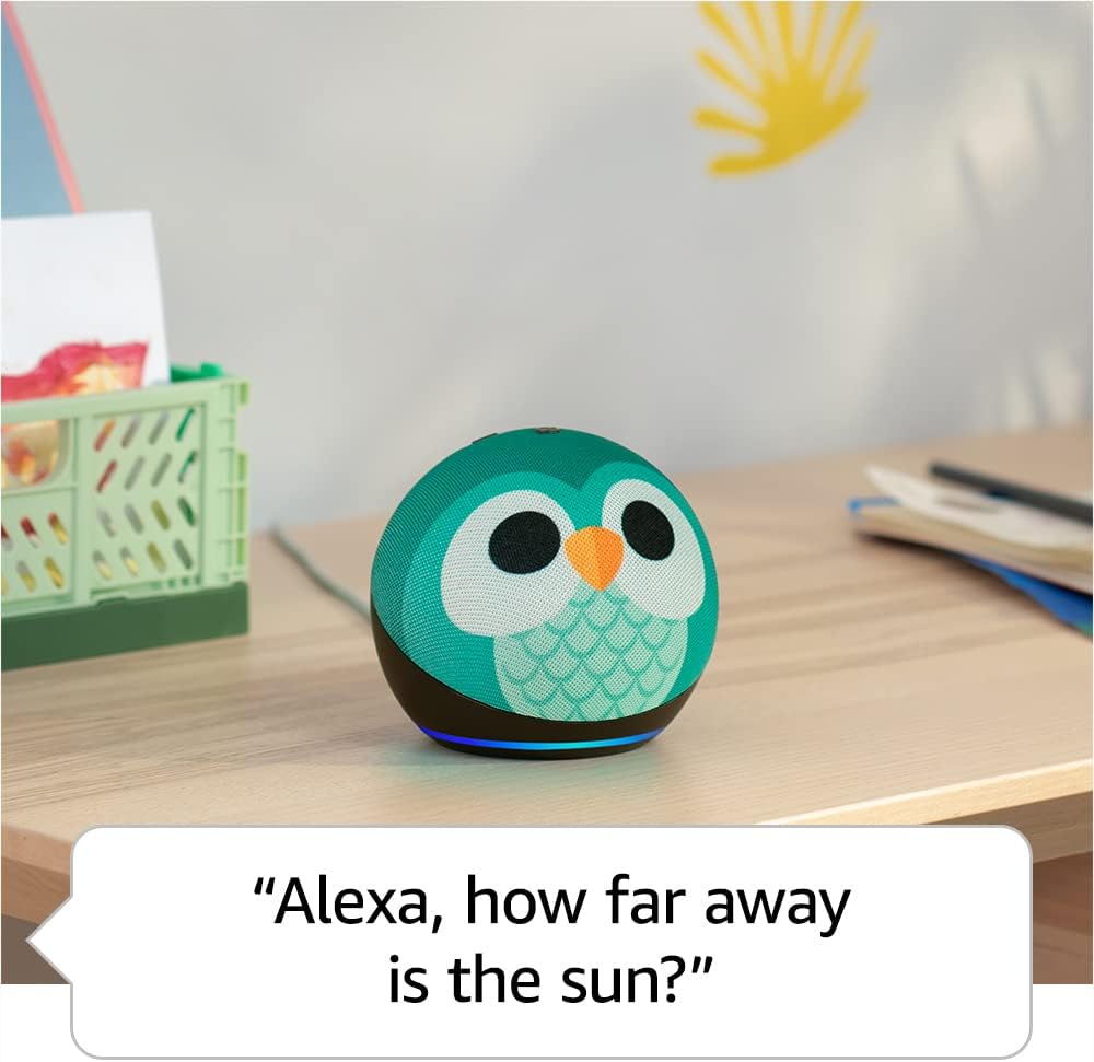 Amazon Echo Dot Kids with Alexa (newest model), Designed for kids, with parental controls, Includes 1 Year of Amazon Kids+, Owl