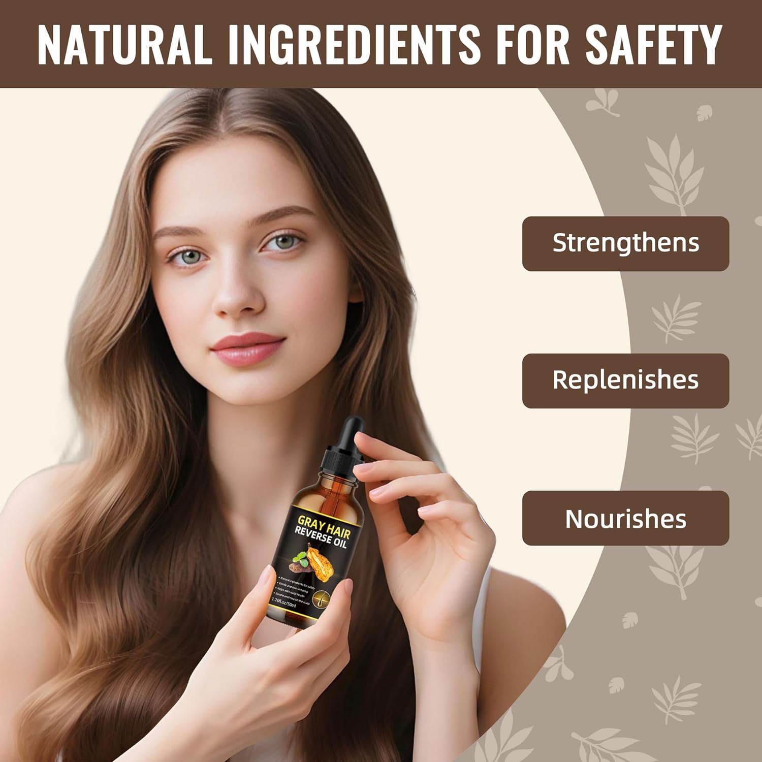 Natural Gray Hair Reverse Serum Oil, Usman Grass Polygonum Multiflorum Essential for Men & Women Scalp Care, Cover Grey and Restore Natural Black Hair Darkening Conditioner Usma Essence