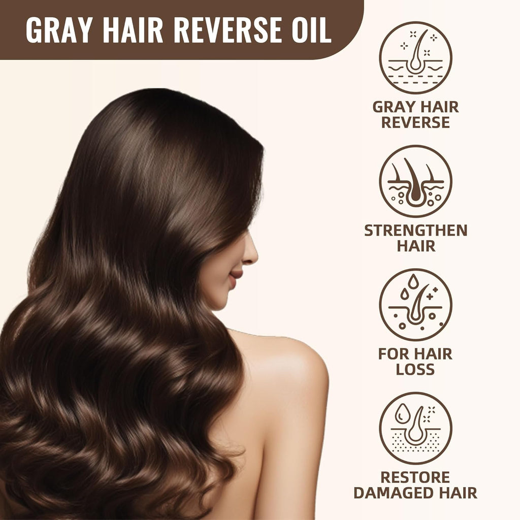 Natural Gray Hair Reverse Serum Oil, Usman Grass Polygonum Multiflorum Essential for Men & Women Scalp Care, Cover Grey and Restore Natural Black Hair Darkening Conditioner Usma Essence