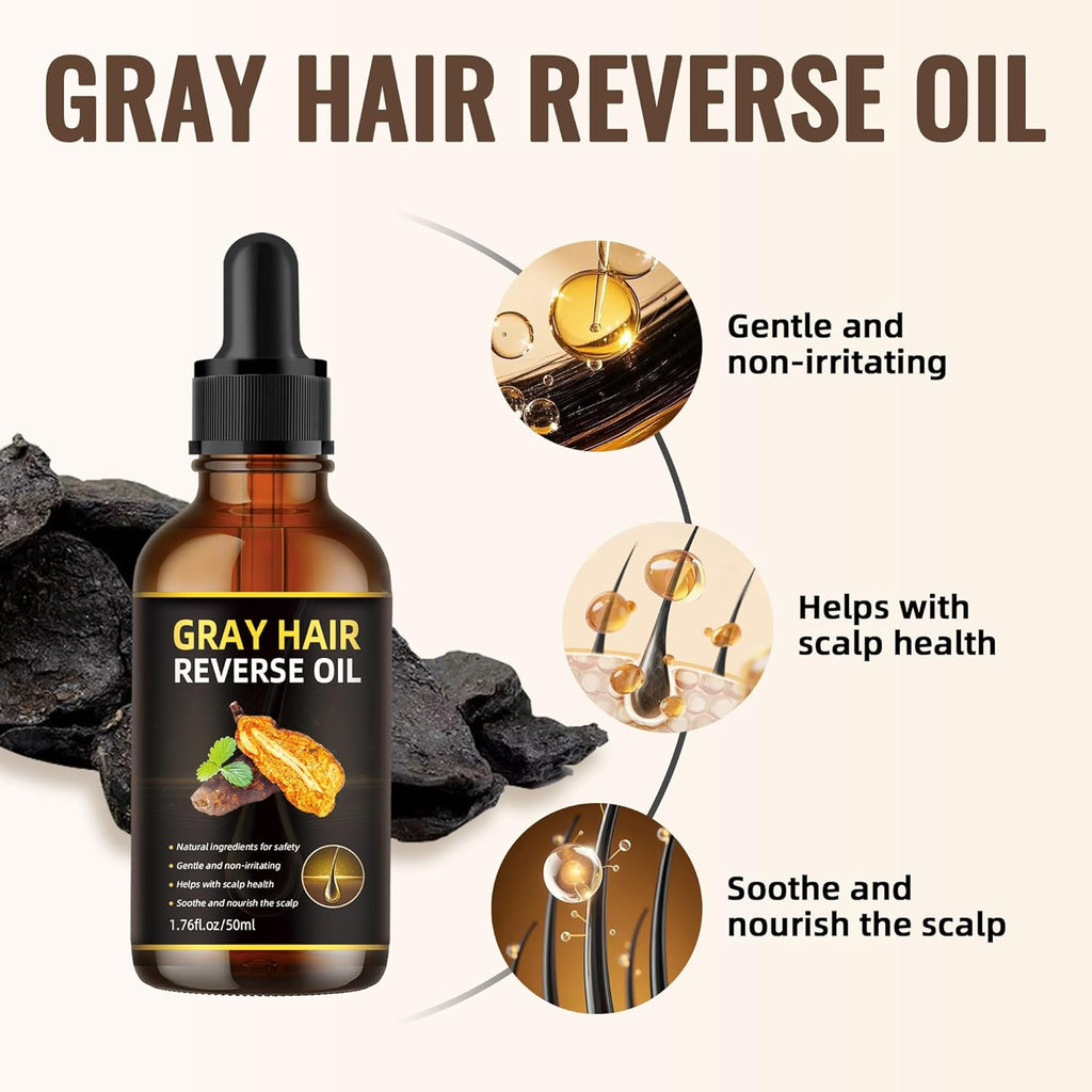 Natural Gray Hair Reverse Serum Oil, Usman Grass Polygonum Multiflorum Essential for Men & Women Scalp Care, Cover Grey and Restore Natural Black Hair Darkening Conditioner Usma Essence