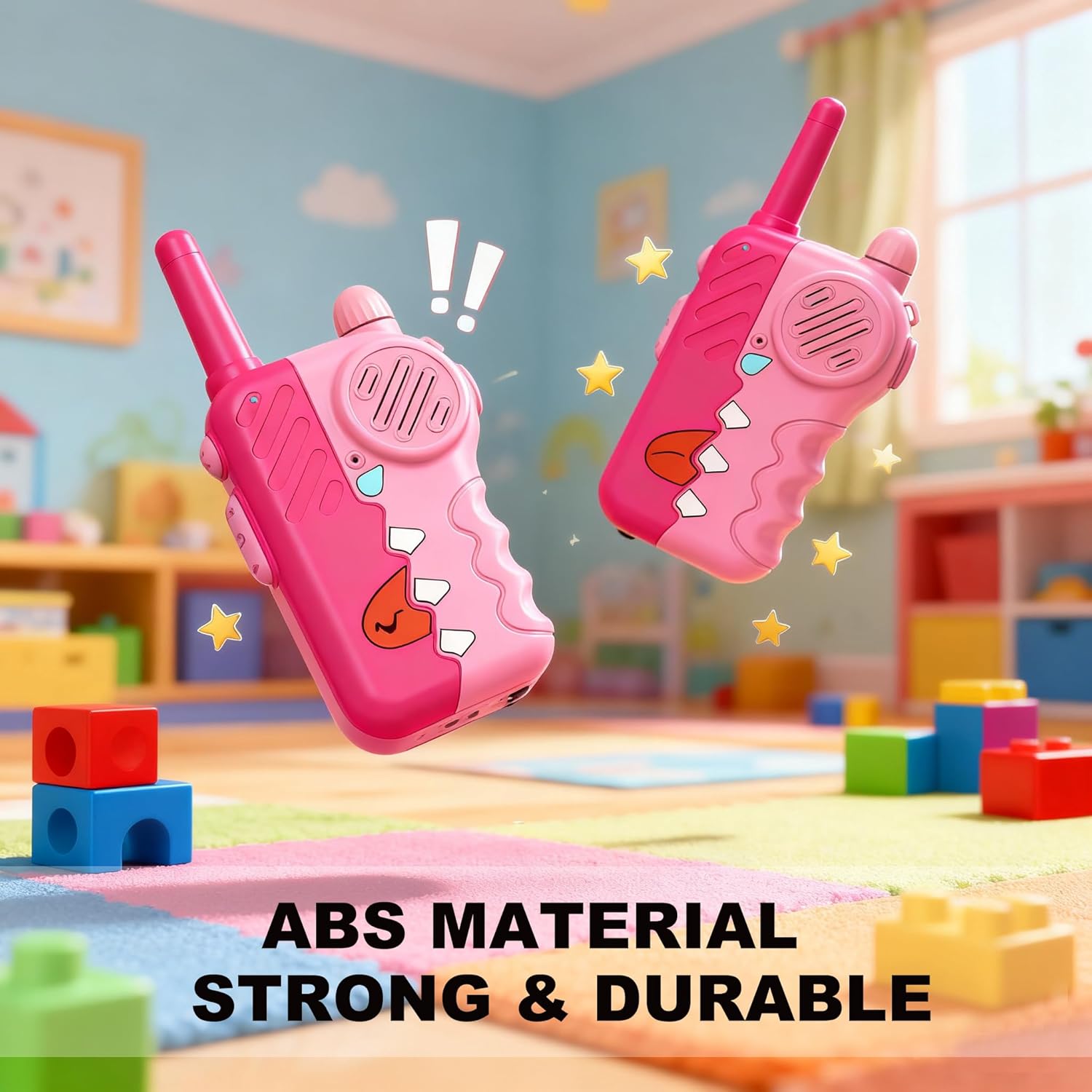 Walkie Talkies for Kids 2 Pack, 2200m Long Range Indoor and Outdoor Intercom, Built-in Flashlight, Girls Birthday Gifts, Outdoor Play, Family Games(Pink)