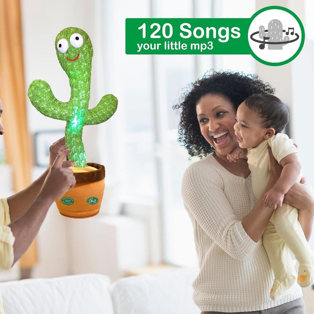 Pbooo Dancing Talking Cactus Mimicking Toy,Talking Repeat Singing Sunny Cactus Toy 120 Pcs Songs for Baby 15S Record Your Sound Sing+Dancing+Recording+LED