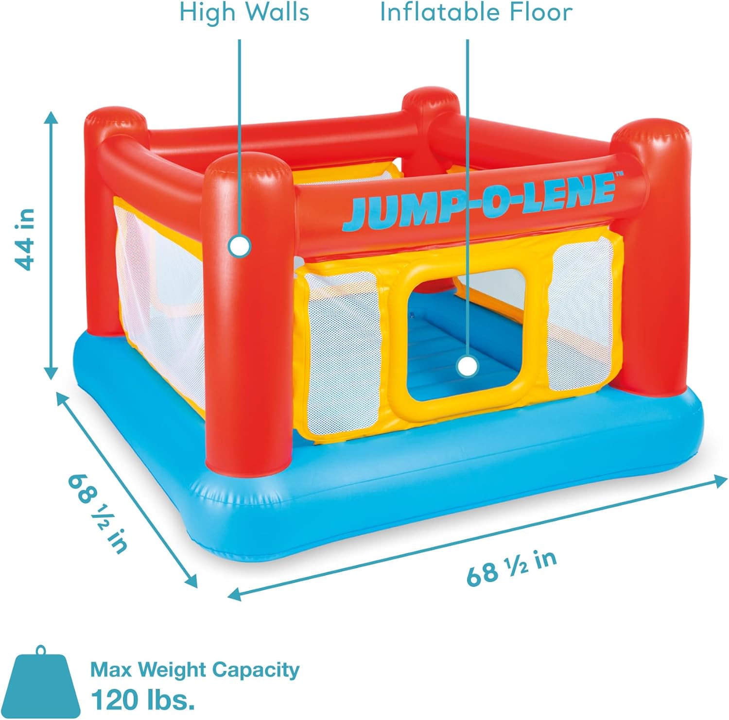 Intex Inflatable Jump-O-Lene Playhouse Trampoline Bounce House for Kids Ages 3-6