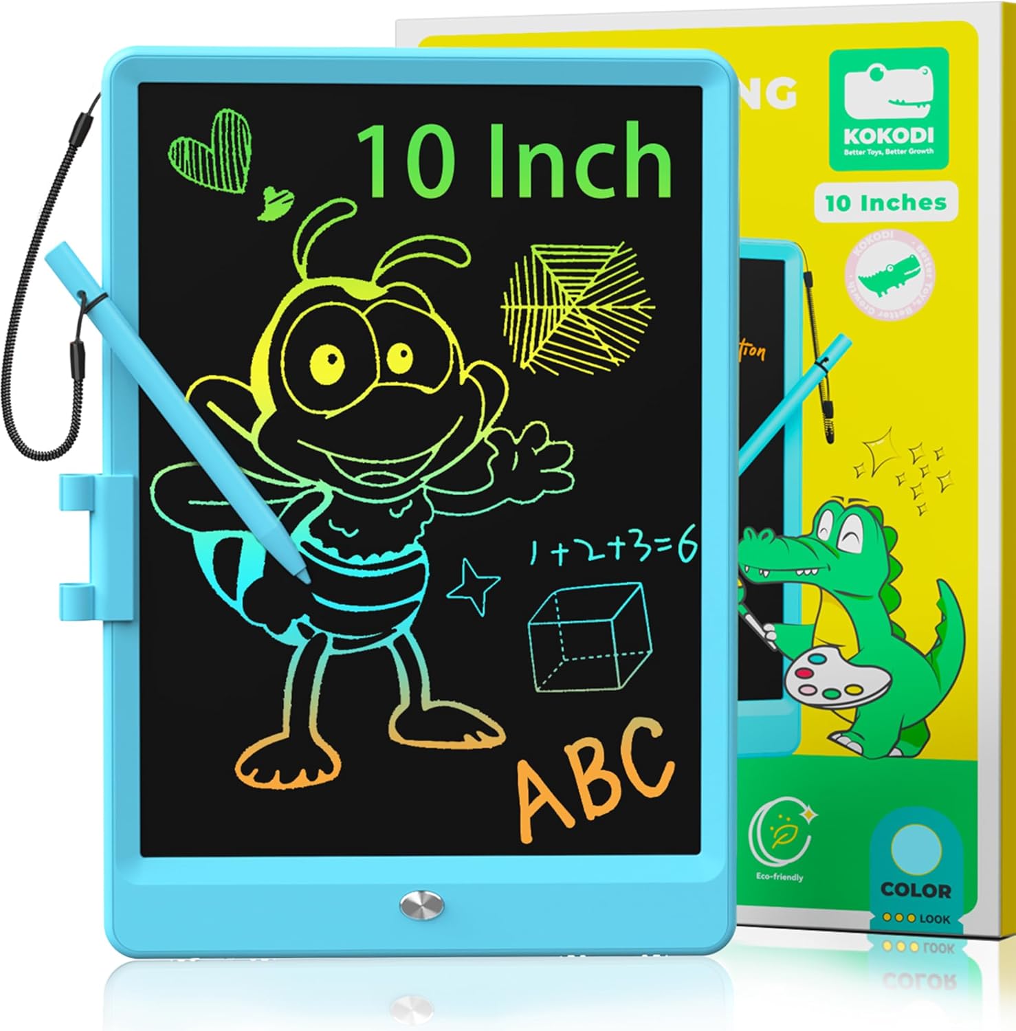 KOKODI LCD Writing Tablet, Valentines Day Gifts for Kids，10 Inch Colorful Toddler Doodle Board Drawing Tablet, Erasable Reusable Electronic Drawing Pads, Educational and Learning Toys for Kids