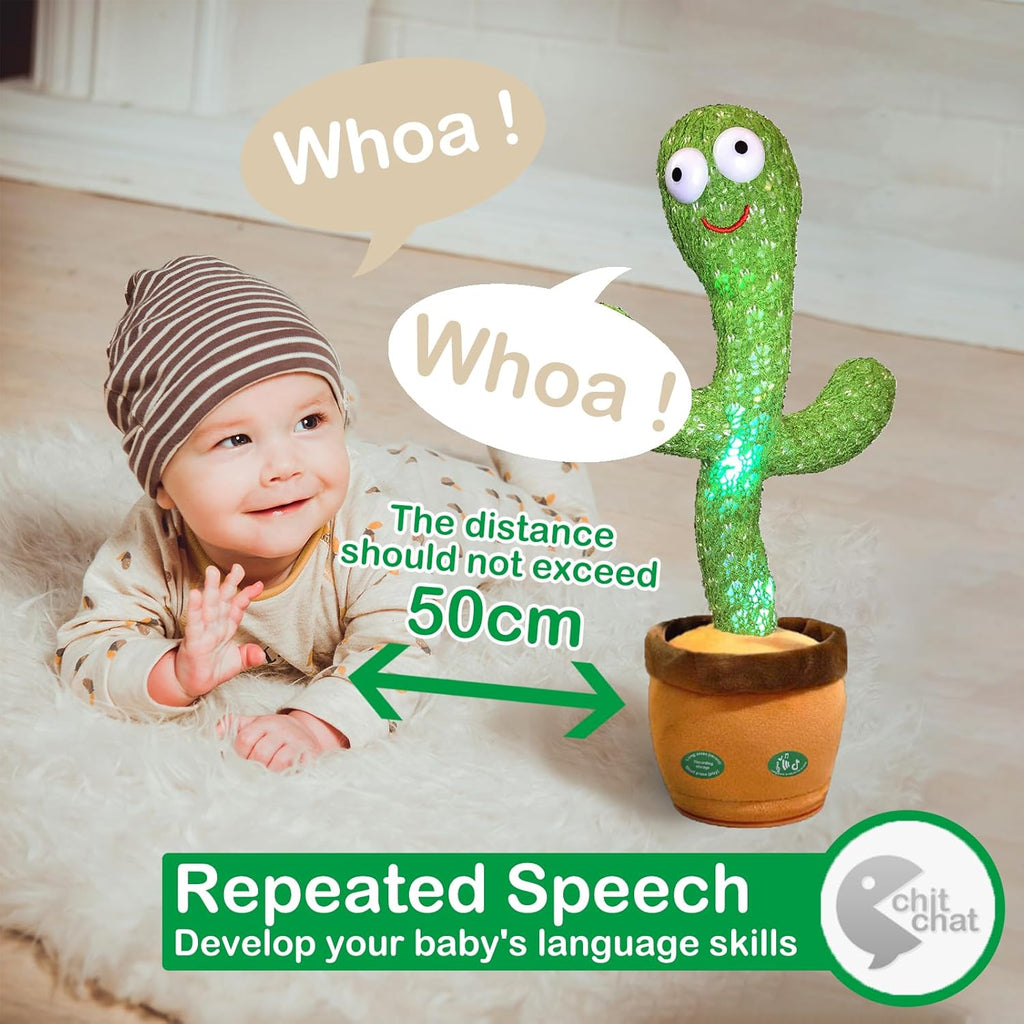 Pbooo Dancing Talking Cactus Mimicking Toy,Talking Repeat Singing Sunny Cactus Toy 120 Pcs Songs for Baby 15S Record Your Sound Sing+Dancing+Recording+LED