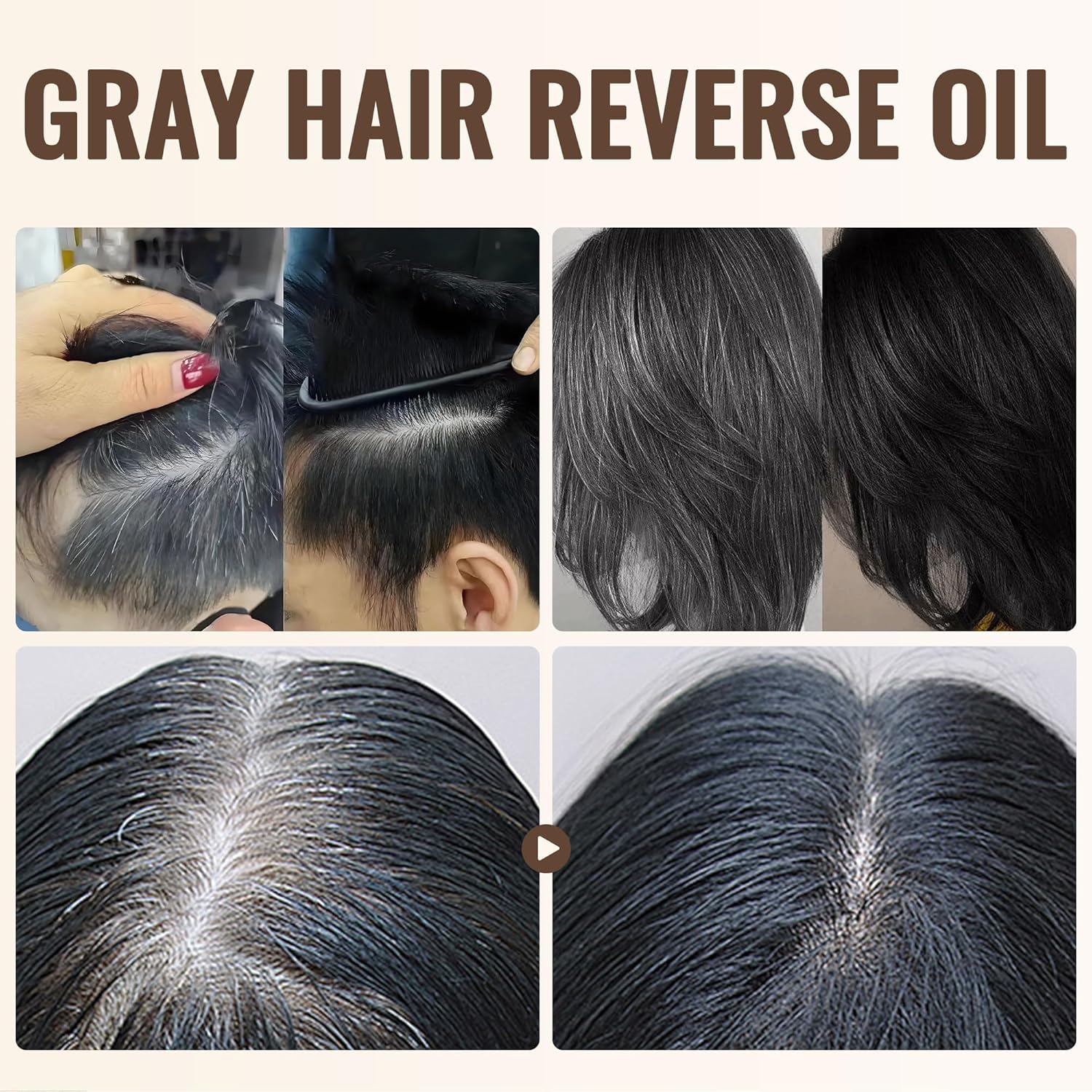 Natural Gray Hair Reverse Serum Oil, Usman Grass Polygonum Multiflorum Essential for Men & Women Scalp Care, Cover Grey and Restore Natural Black Hair Darkening Conditioner Usma Essence