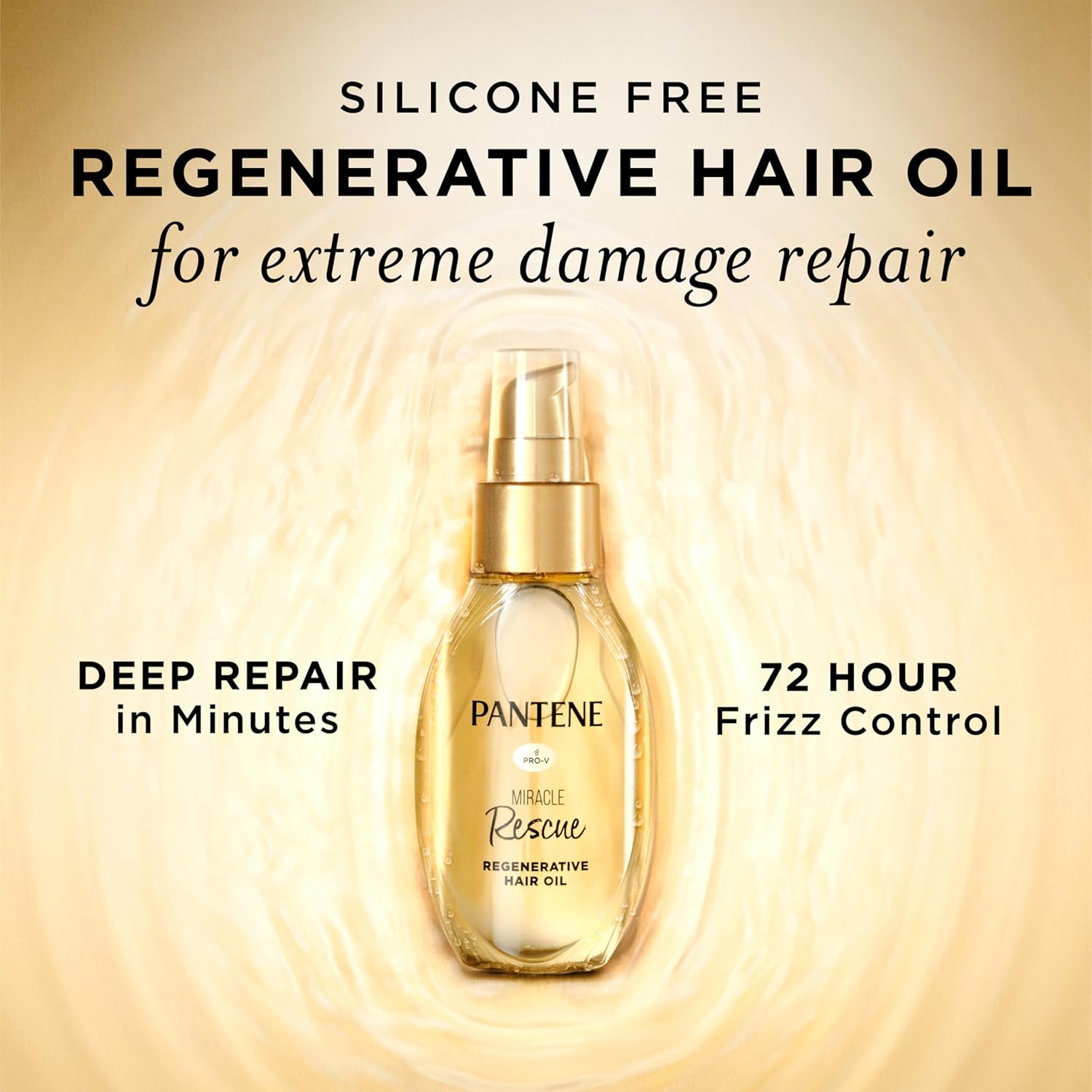 Pantene Miracle Rescue Regenerative Hair Oil - 2.0 FL Oz - Deep Repair Treatment for Dry & Damaged Hair