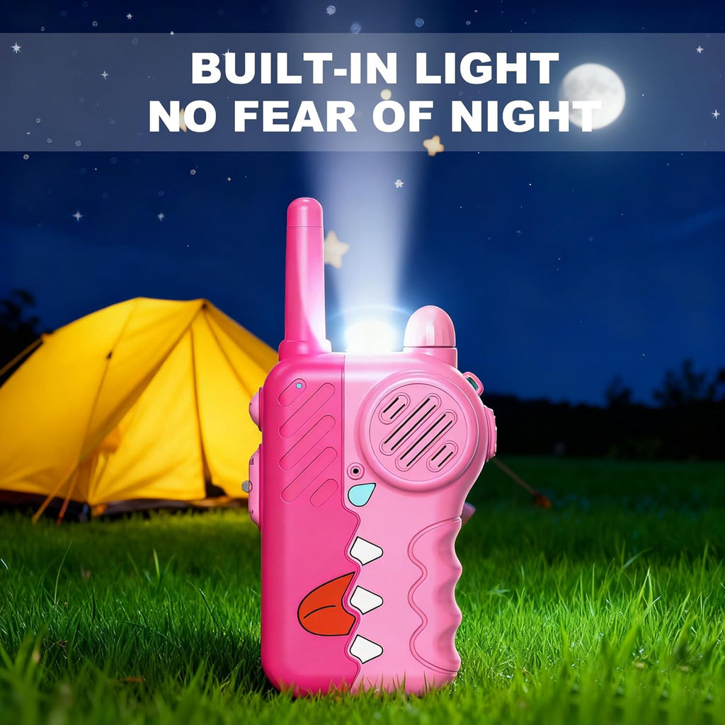 Walkie Talkies for Kids 2 Pack, 2200m Long Range Indoor and Outdoor Intercom, Built-in Flashlight, Girls Birthday Gifts, Outdoor Play, Family Games(Pink)